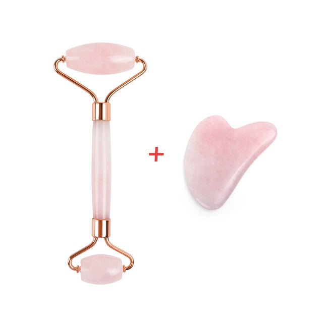 Loomi Facial-Axis™ Rose Quartz & Jade Facial Roller Set