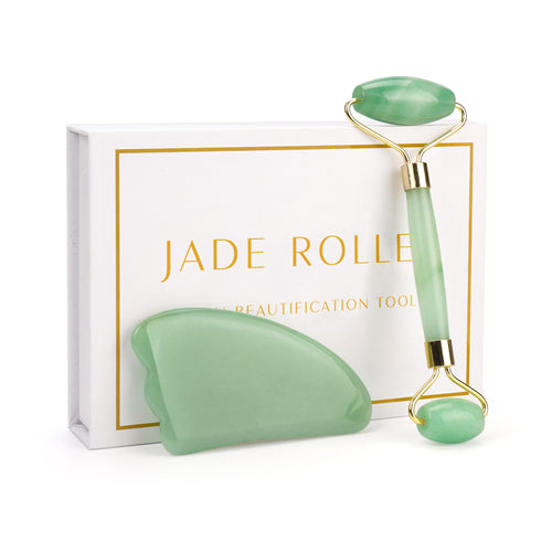 Loomi Facial-Axis™ Rose Quartz & Jade Facial Roller Set