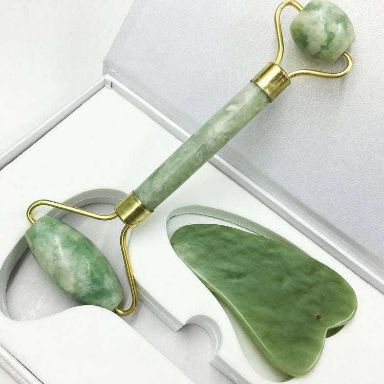 Loomi Facial-Axis™ Rose Quartz & Jade Facial Roller Set
