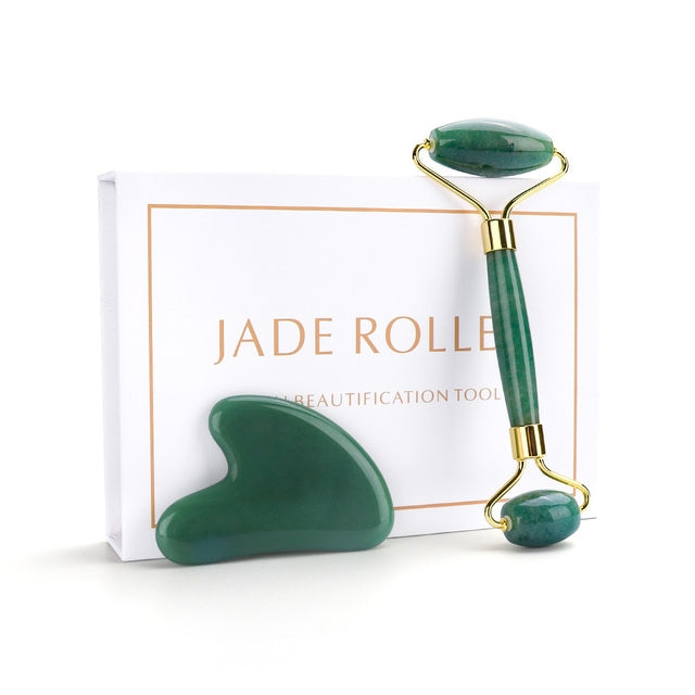Loomi Facial-Axis™ Rose Quartz & Jade Facial Roller Set