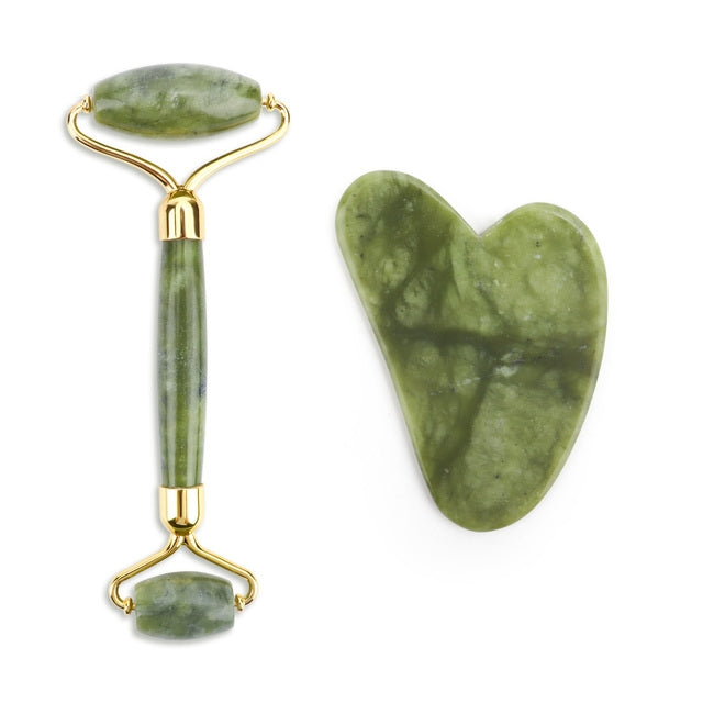 Loomi Facial-Axis™ Rose Quartz & Jade Facial Roller Set