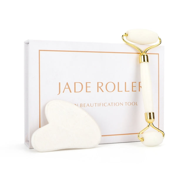 Loomi Facial-Axis™ Rose Quartz & Jade Facial Roller Set