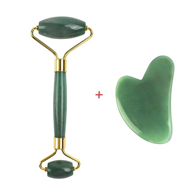 Loomi Facial-Axis™ Rose Quartz & Jade Facial Roller Set