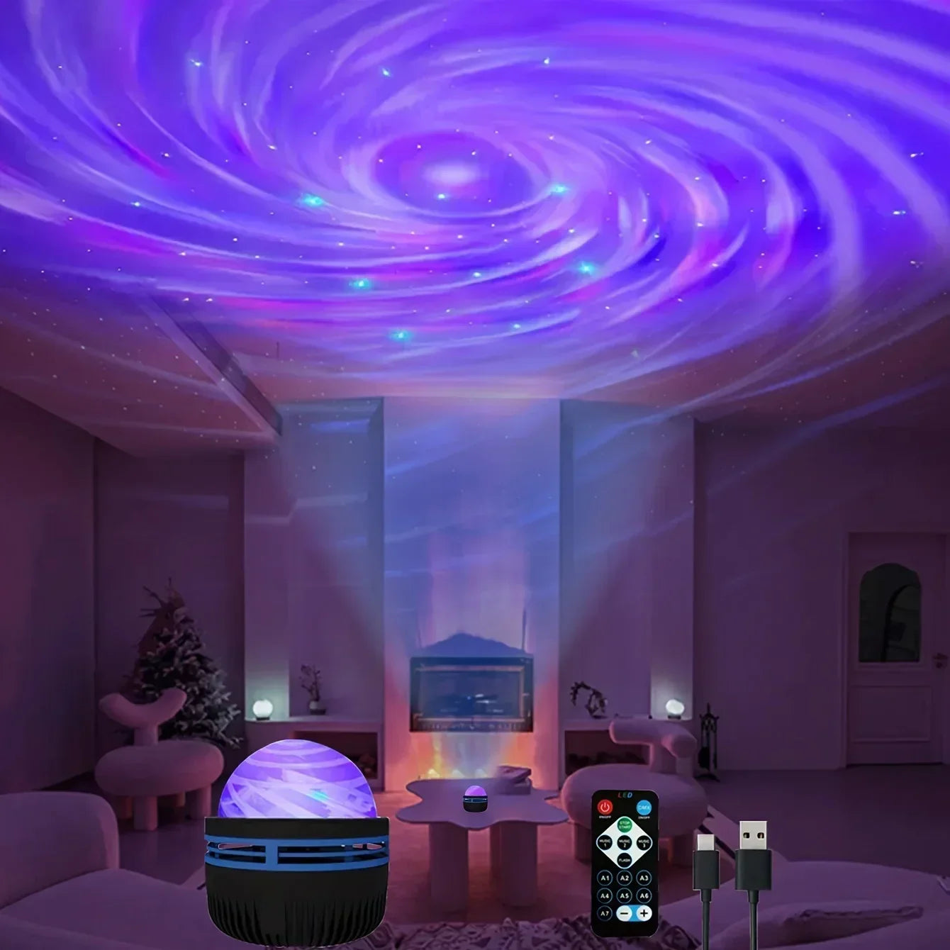 جهاز عرض مجرة Loomi Nebula-Sync™ متعدد الألوان بتقنية LED