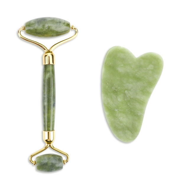 Loomi Facial-Axis™ Rose Quartz & Jade Facial Roller Set