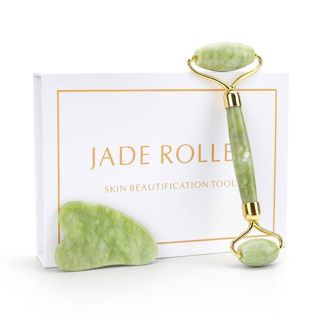 Loomi Facial-Axis™ Rose Quartz & Jade Facial Roller Set