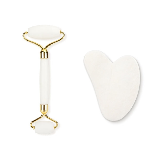 Loomi Facial-Axis™ Rose Quartz & Jade Facial Roller Set